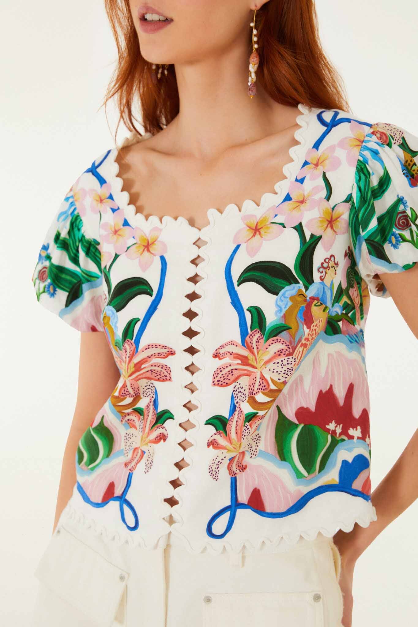 Off-White Garden Of Life Scarf Scalloped Blouse