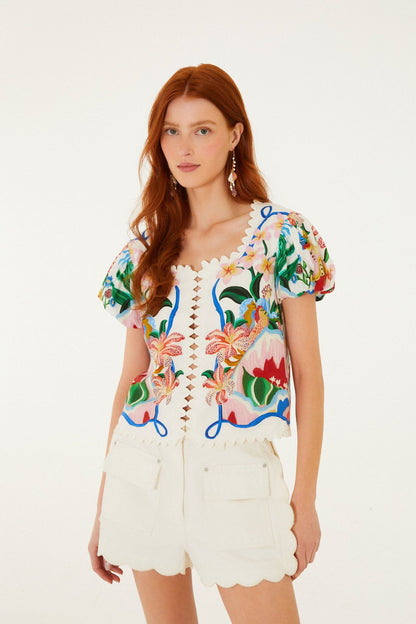 Off-White Garden Of Life Scarf Scalloped Blouse