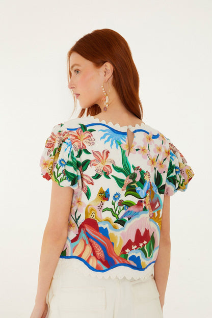 Off-White Garden Of Life Scarf Scalloped Blouse