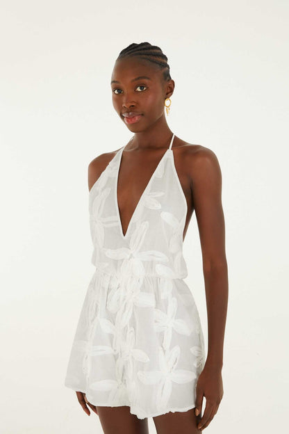 Romper With Neck Tie