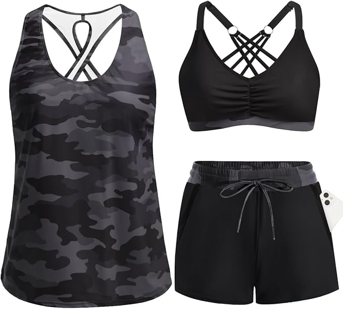3 Piece Tankini with Shorts🔥