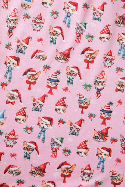 Billie Pink Christmas Cat Flared Dress