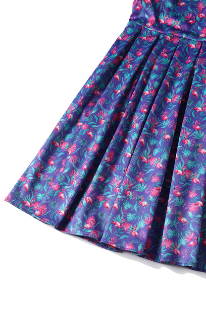 Amanda Purple Flamingo Flared Dress