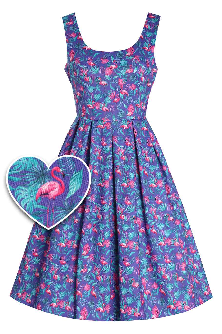 Amanda Purple Flamingo Flared Dress