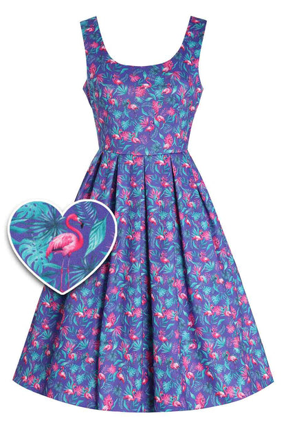 Amanda Purple Flamingo Flared Dress