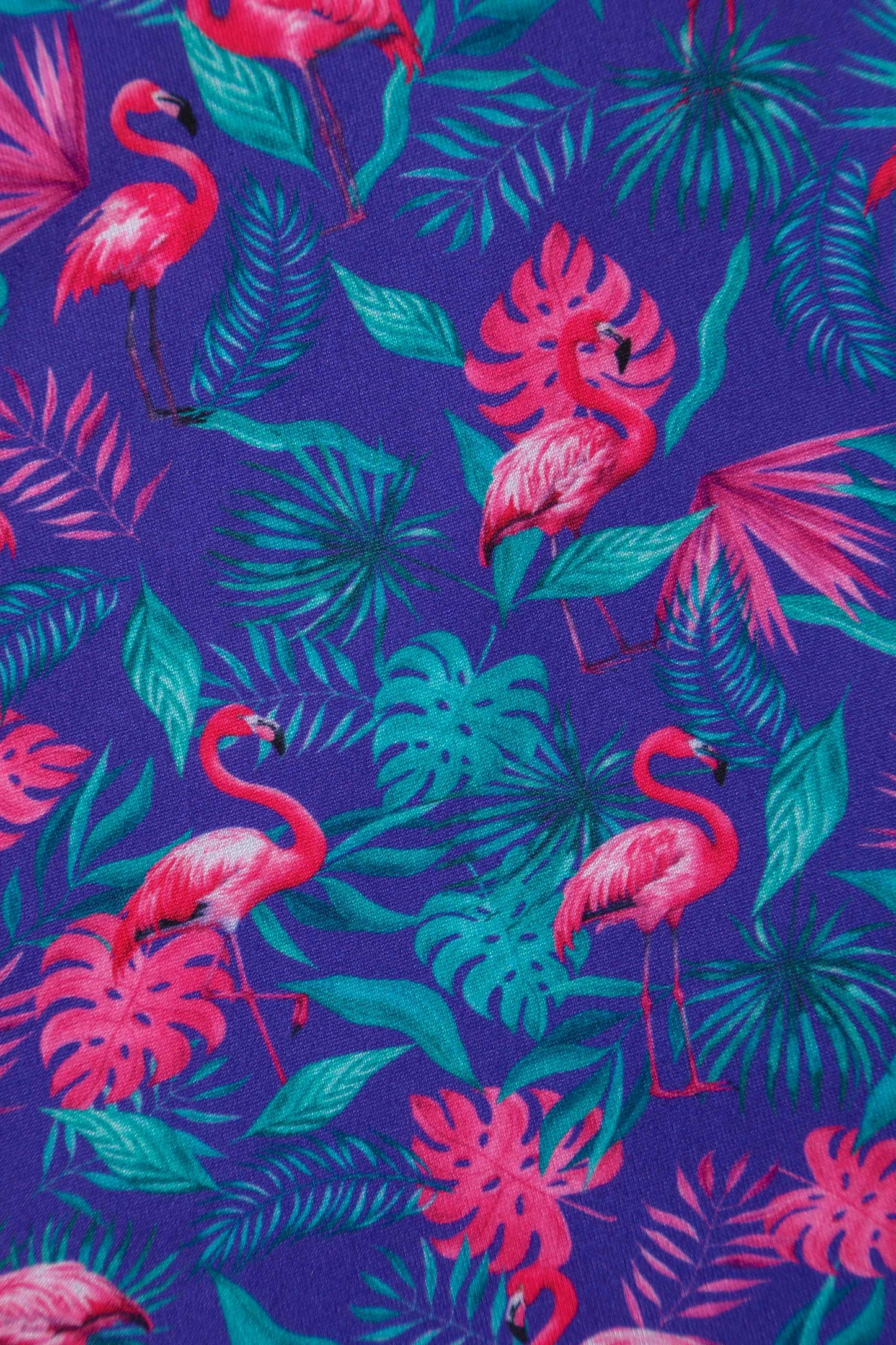 Donna Purple Flamingo Crossover Bust Tea Dress
