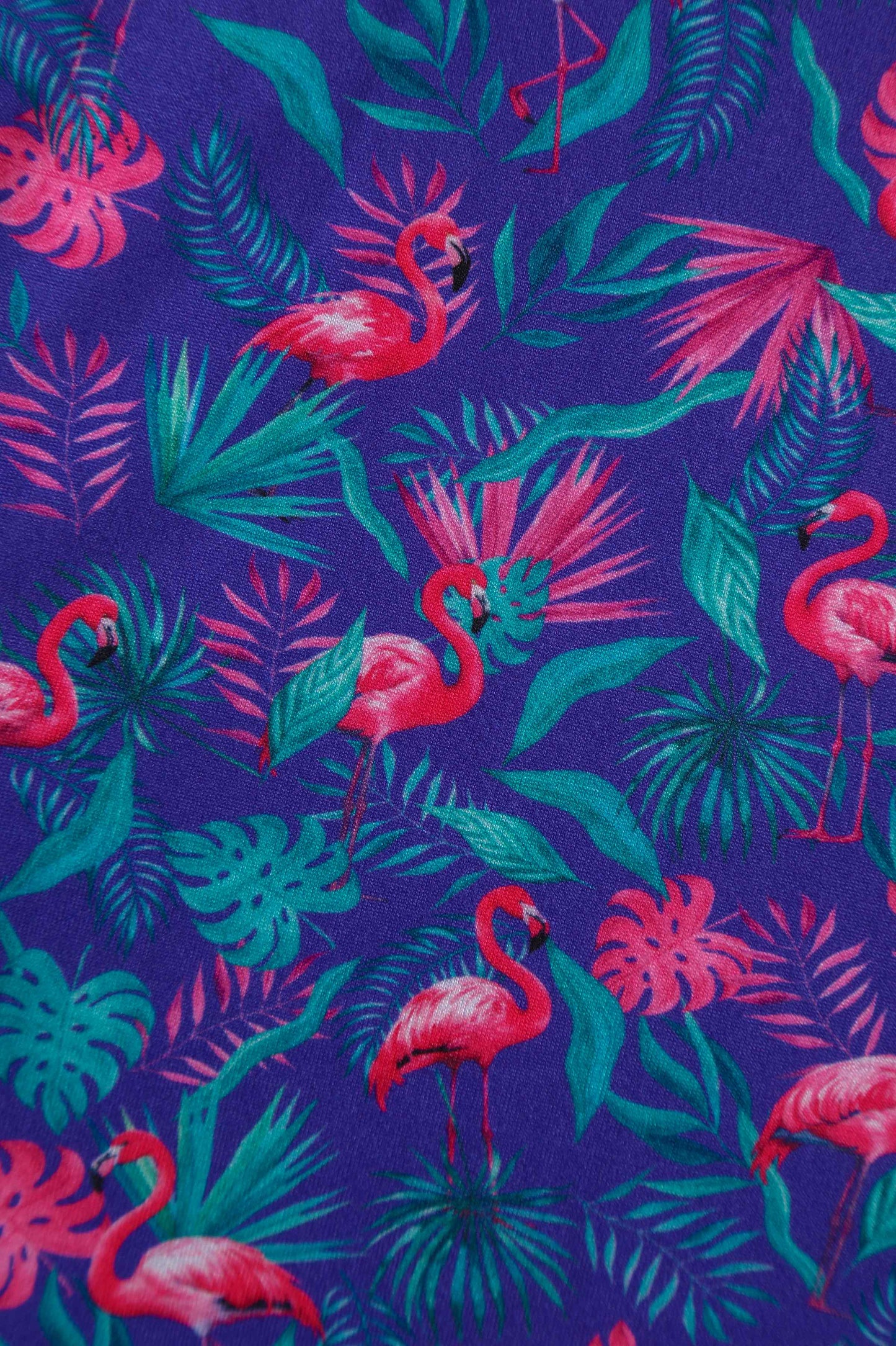 Donna Purple Flamingo Crossover Bust Tea Dress
