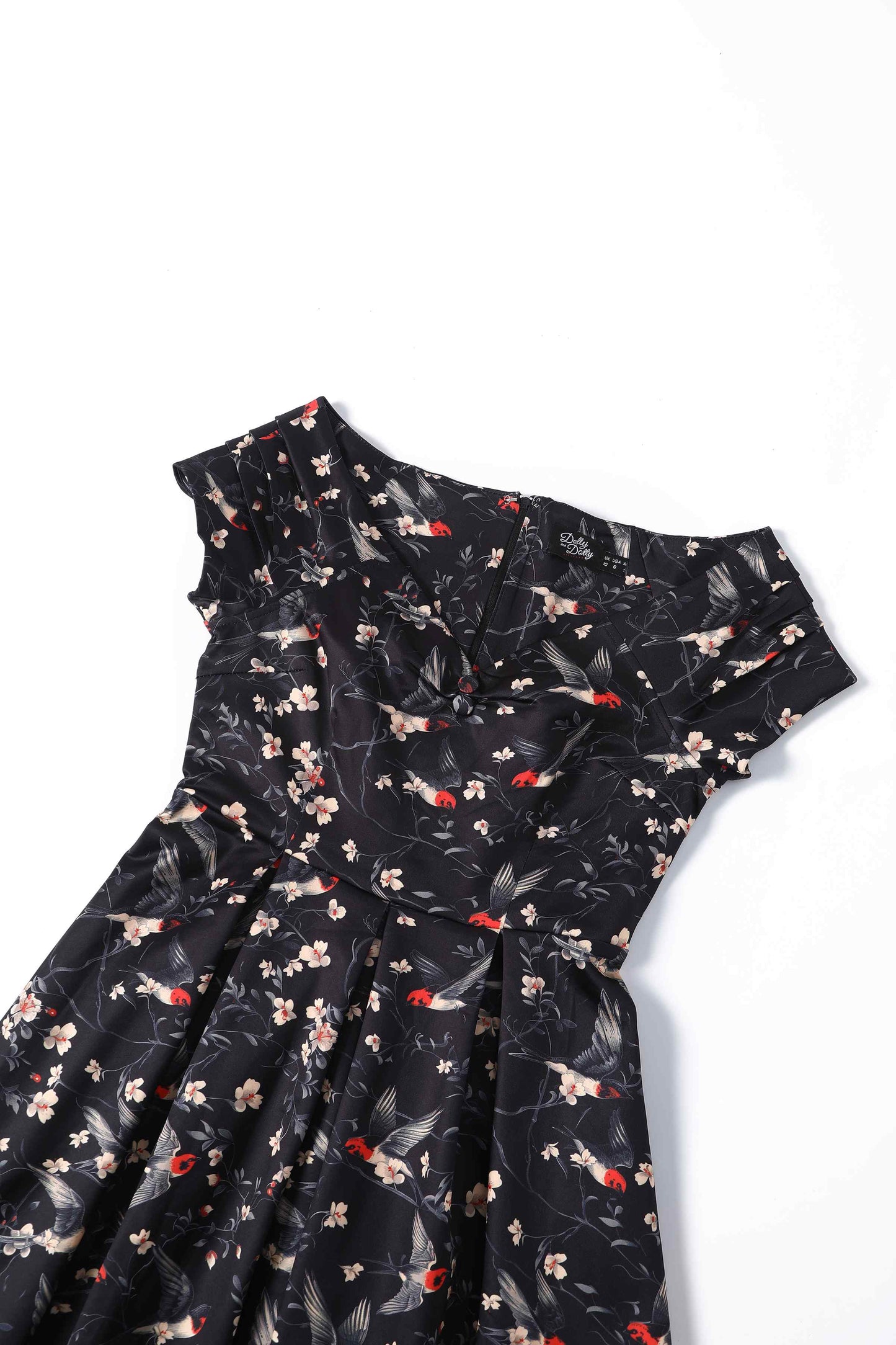 Lily Floral & Swallow Off Shoulder Dress