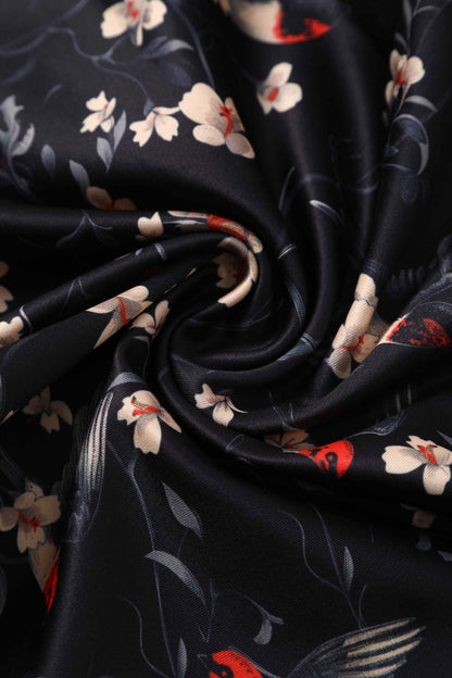 Lily Floral & Swallow Off Shoulder Dress