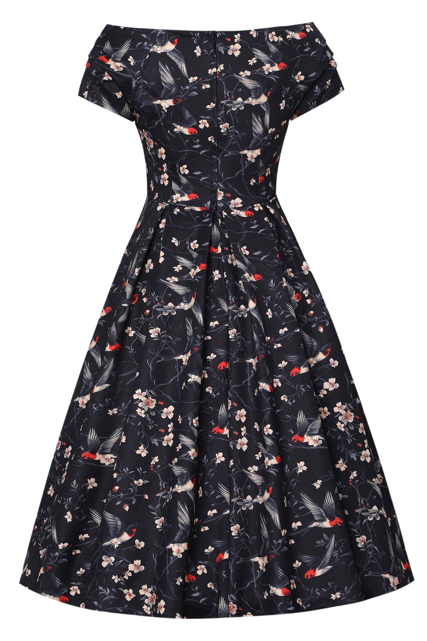 Lily Floral & Swallow Off Shoulder Dress