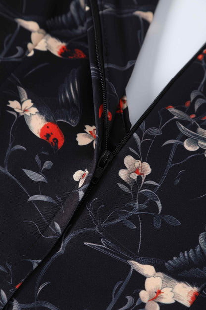 Lily Floral & Swallow Off Shoulder Dress