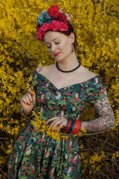 Lily Frida Kahlo Inspired Off Shoulder Dress