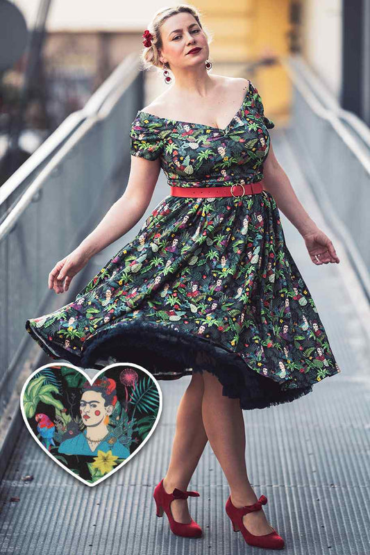 Lily Frida Kahlo Inspired Off Shoulder Dress