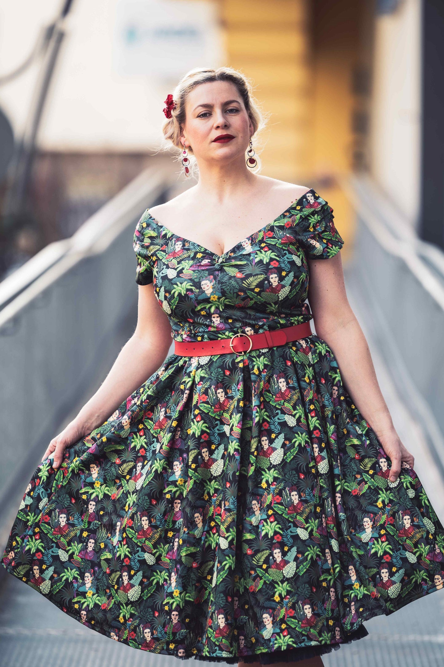 Lily Frida Kahlo Inspired Off Shoulder Dress