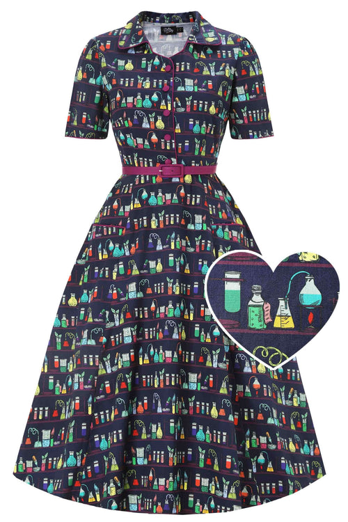 Mabel Blue Science Midi Shirt Dress