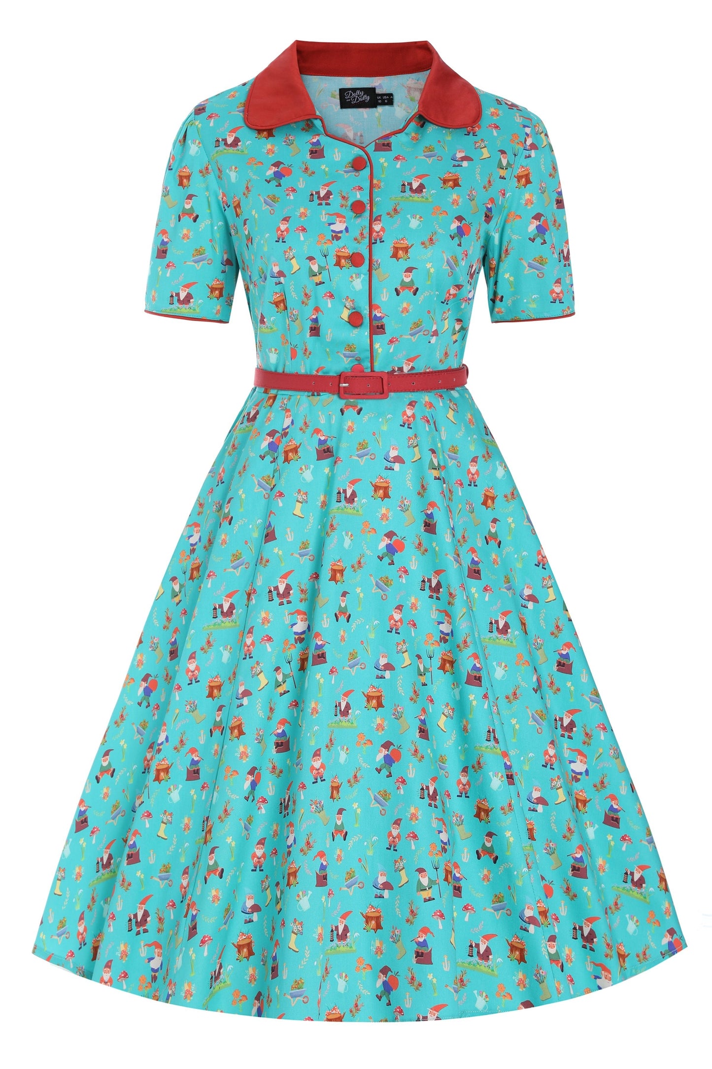 Penelope Garden Gnome Shirt Dress In Green