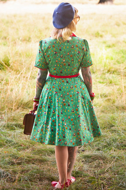 Penelope Garden Gnome Shirt Dress In Green