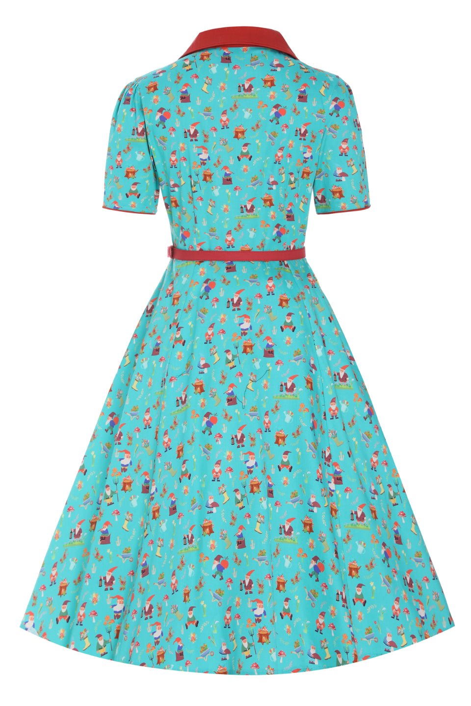 Penelope Garden Gnome Shirt Dress In Green