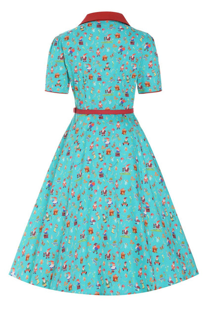Penelope Garden Gnome Shirt Dress In Green