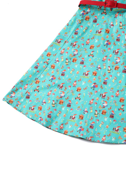 Penelope Garden Gnome Shirt Dress In Green
