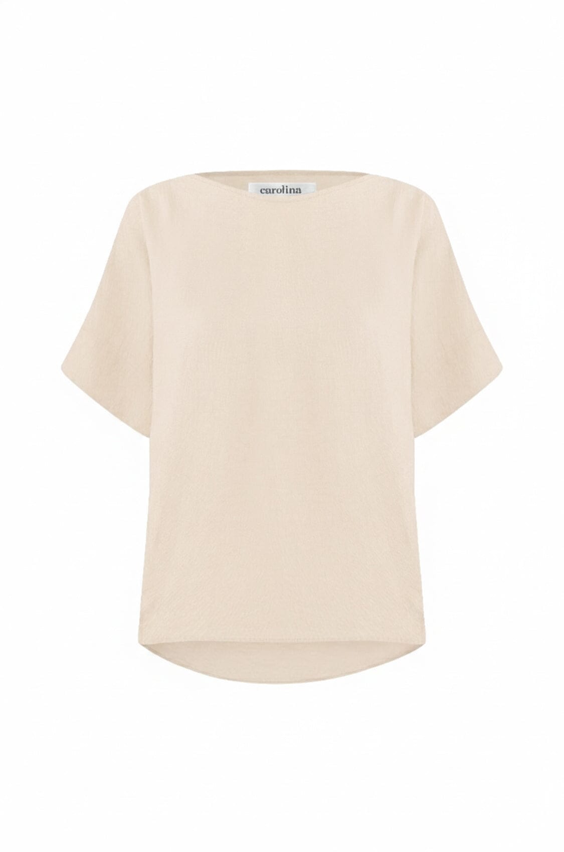 Gemma Short Sleeve Round Neck Top Cream