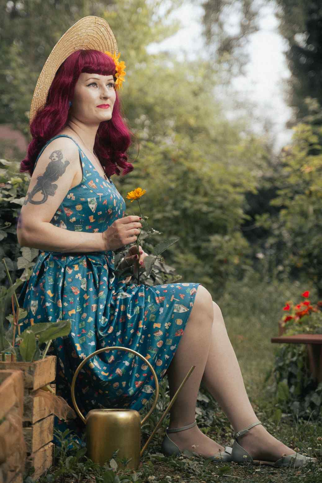 Amanda Green Gardening Print Swing Dress