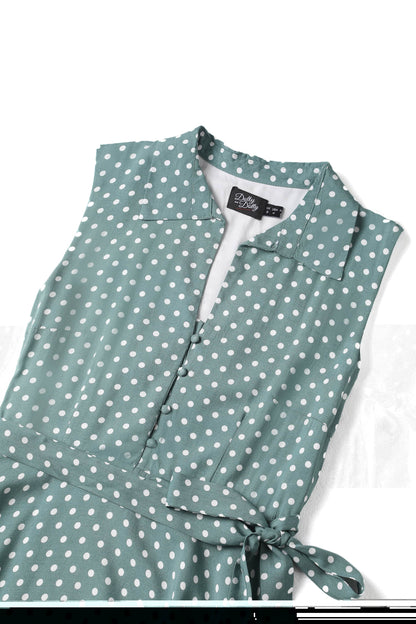 Poppy Green Polka Dot Shirt Dress