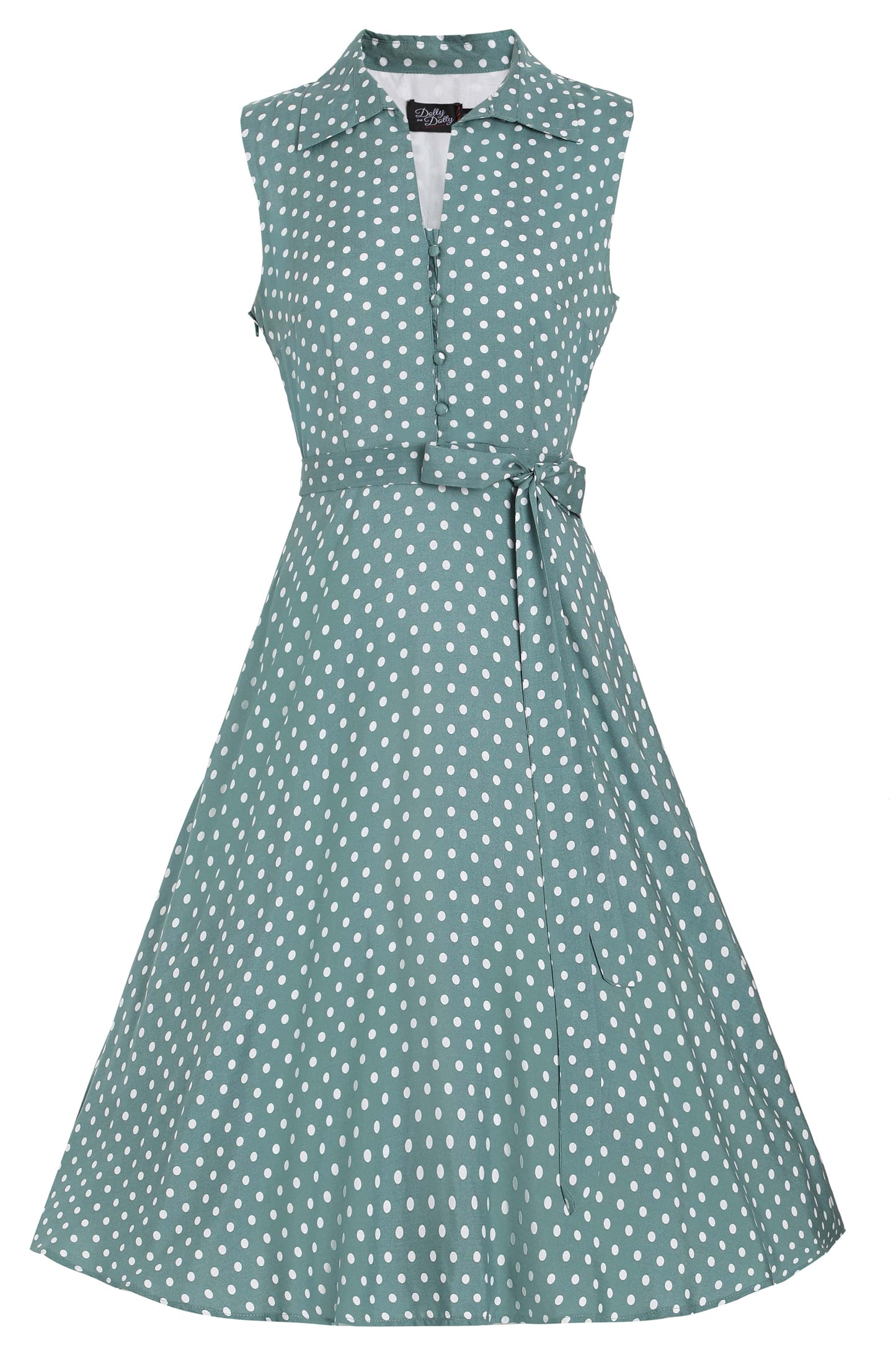 Poppy Green Polka Dot Shirt Dress