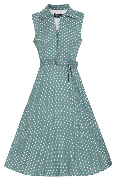 Poppy Green Polka Dot Shirt Dress