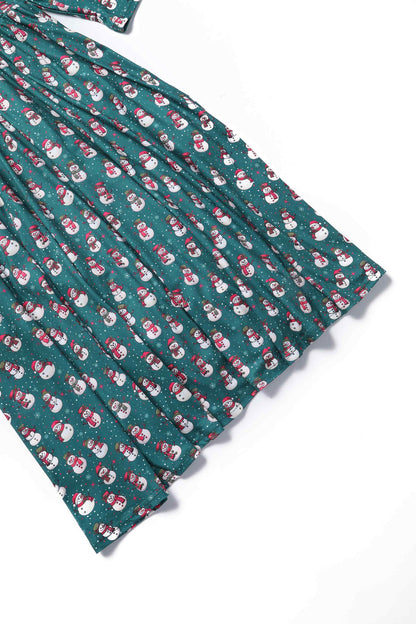 Billie Green Snowman Flared Dress