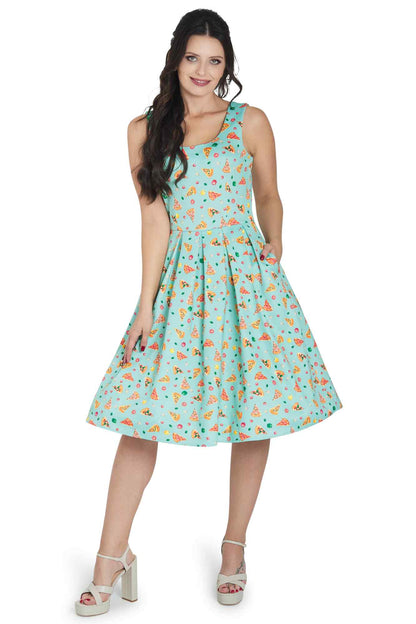 Amanda Light Blue Pizza Swing Dress