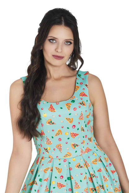 Amanda Light Blue Pizza Swing Dress