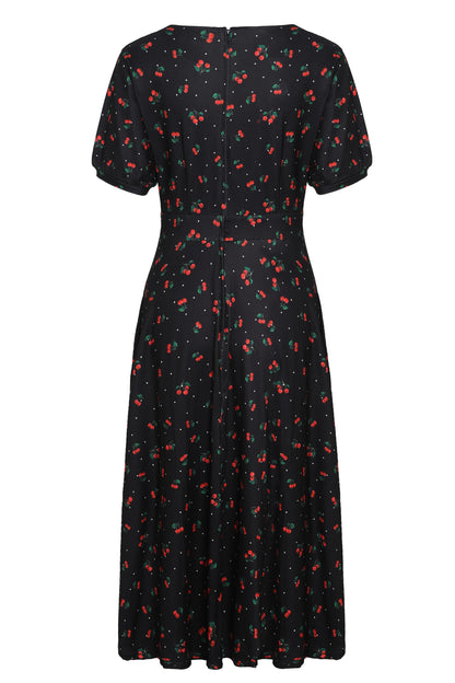 Julia Retro Black Cherry Tea Dress