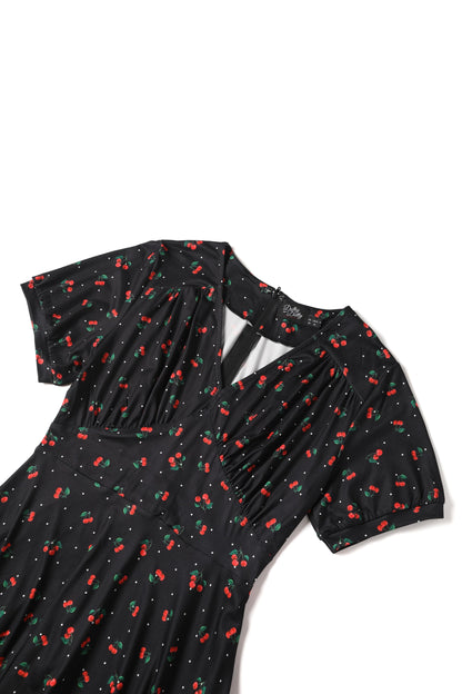 Julia Black Cherry Sleeved Dress