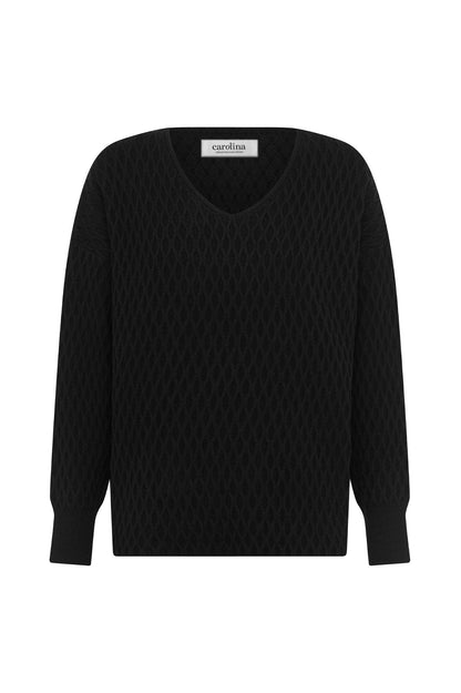 Kayla V-Neck Jumper Black