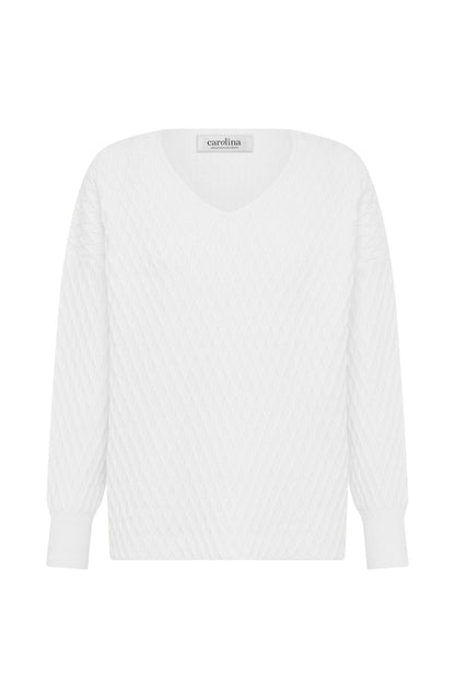Kayla V-Neck Jumper Ivory