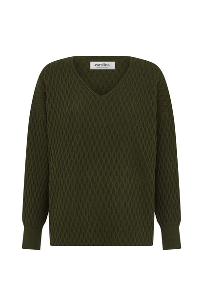 Kayla V-Neck Jumper Olive