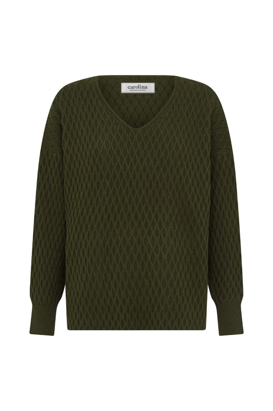 Kayla V-Neck Jumper Olive