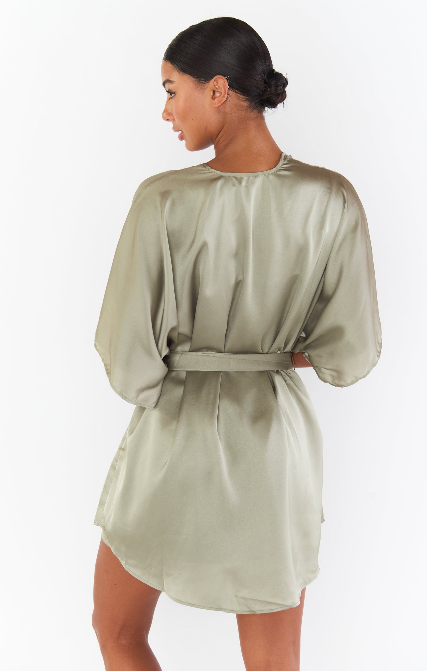 First Look Robe ~ Moss Green Luxe Satin