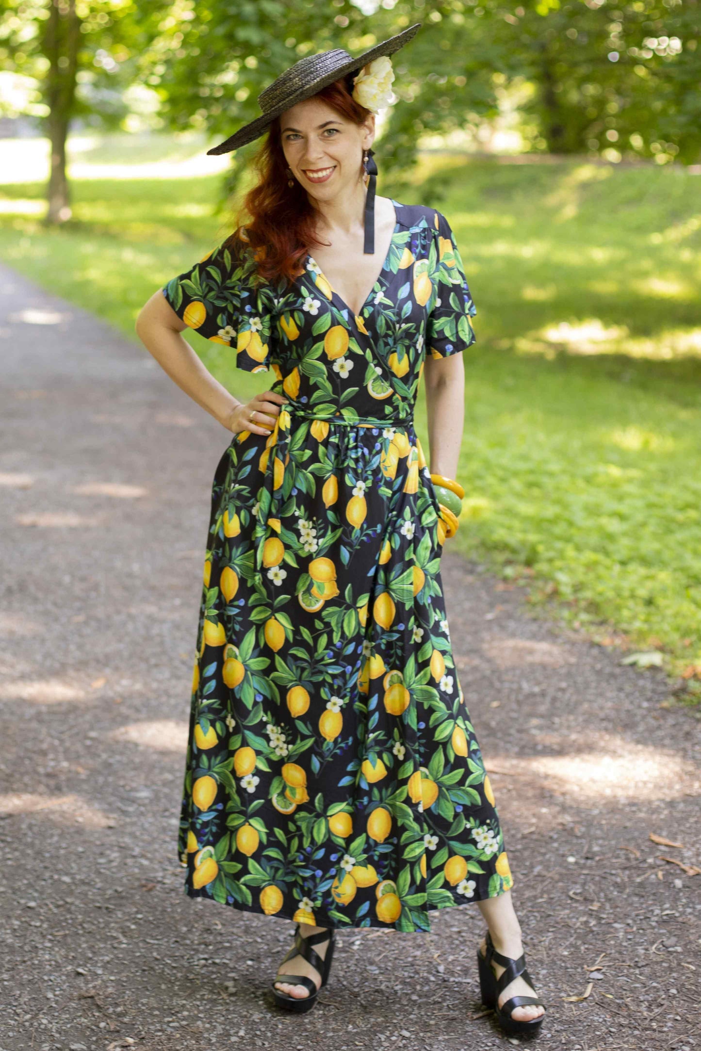 Isla Lemon Maxi Wrap Dress
