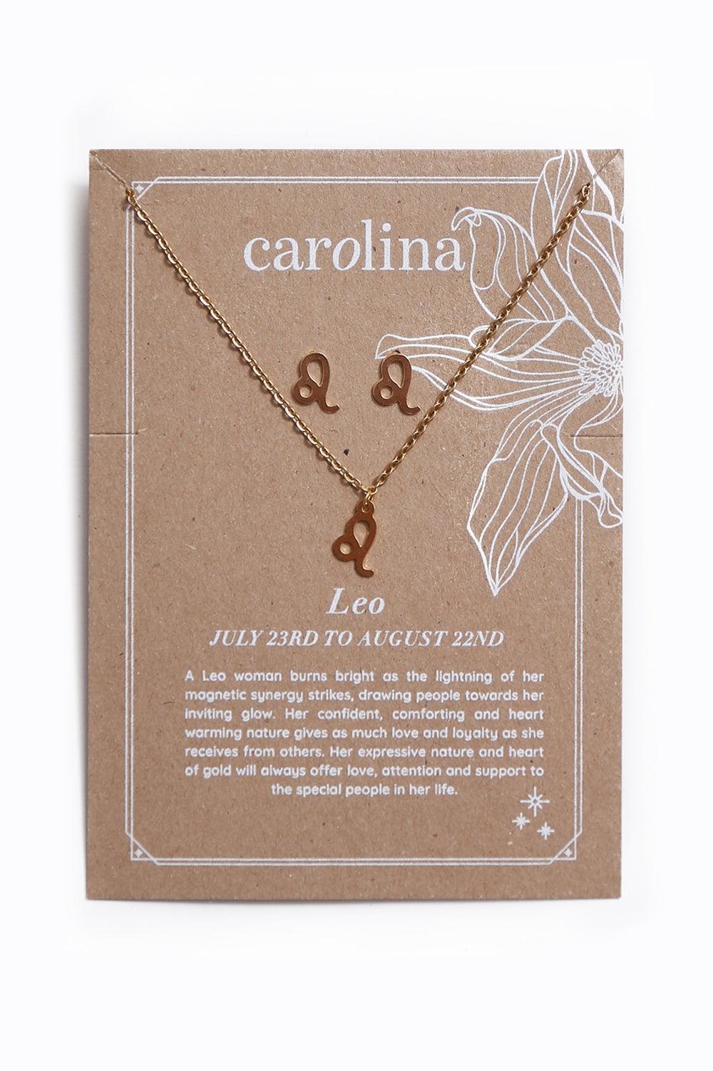 Leo Zodiac Necklace & Earring Set