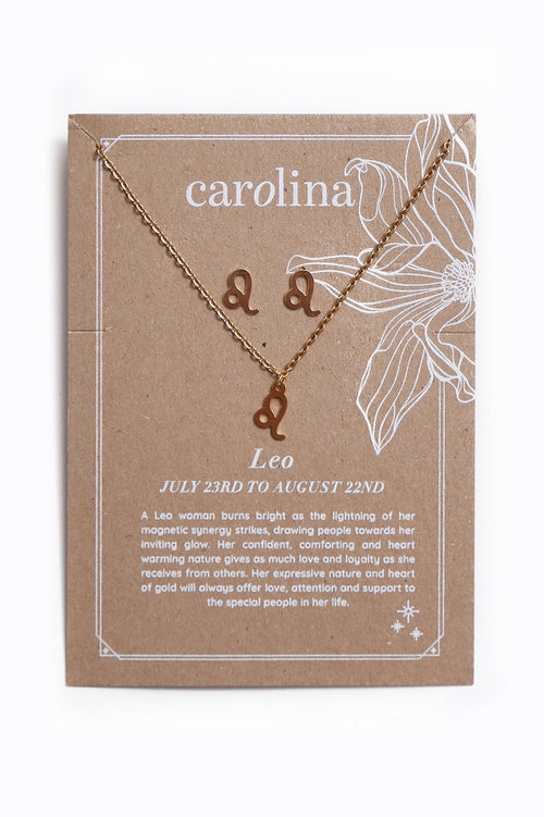 Leo Zodiac Necklace & Earring Set