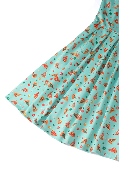 Amanda Light Blue Pizza Swing Dress