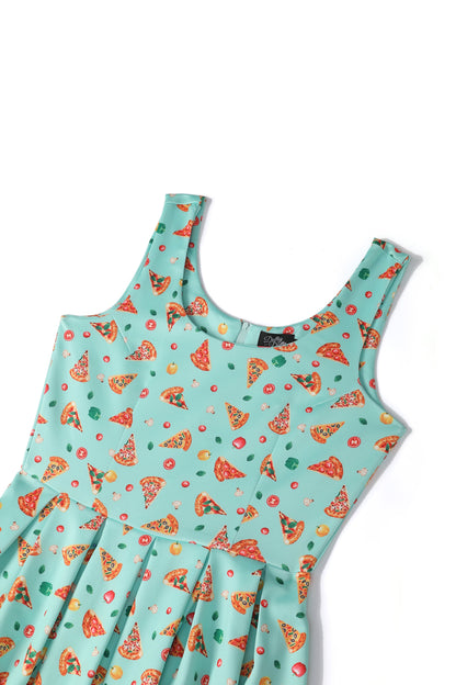 Amanda Light Blue Pizza Swing Dress