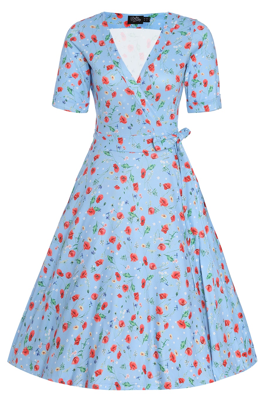 Matilda Light Blue Poppy Wrap Dress