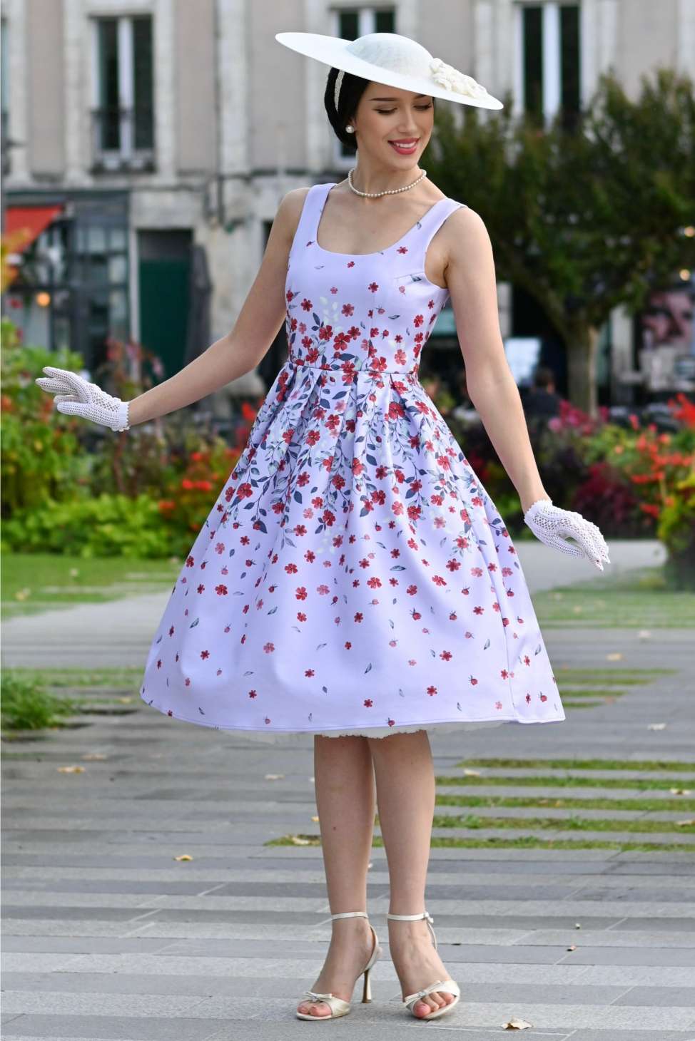 Amanda Lilac Falling Flower Swing Dress