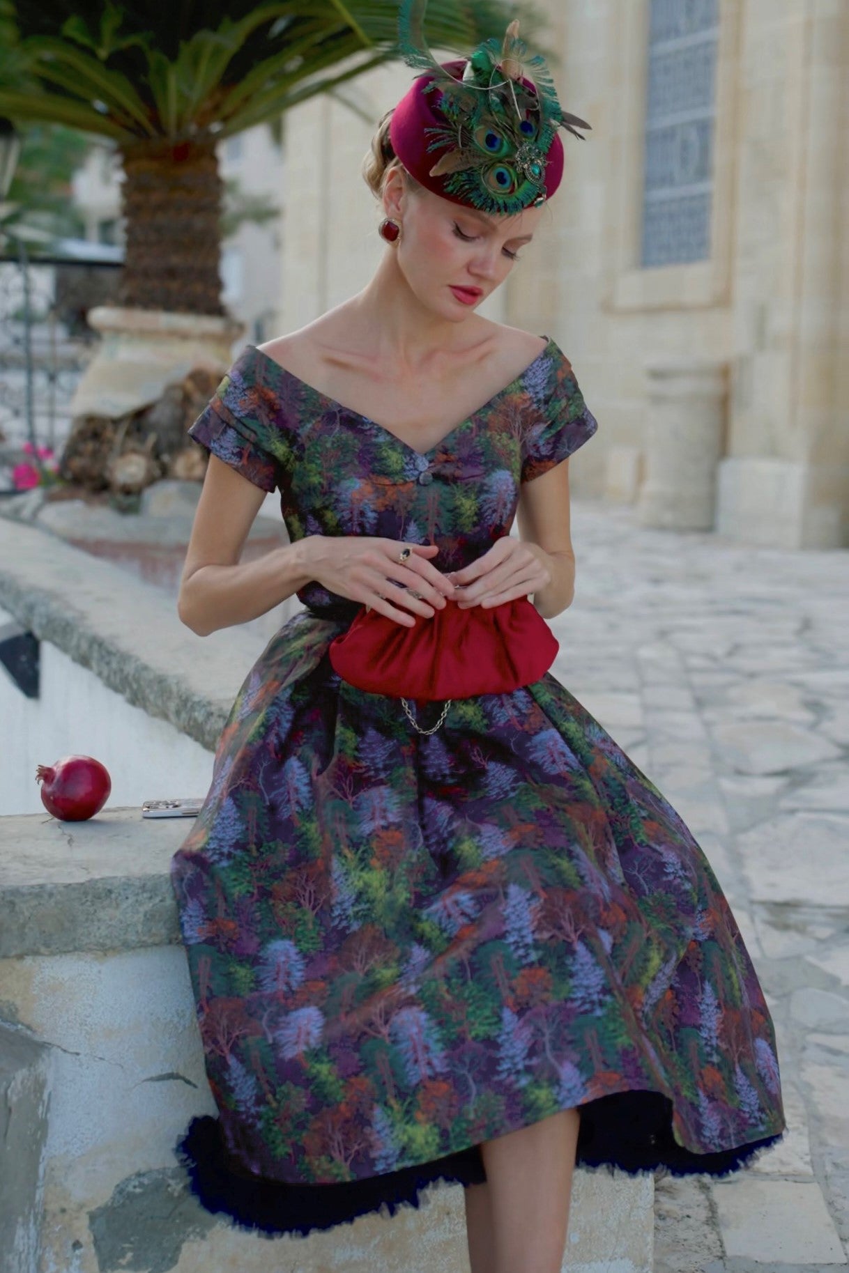 Lily Autumn Foliage Off Shoulder Dress