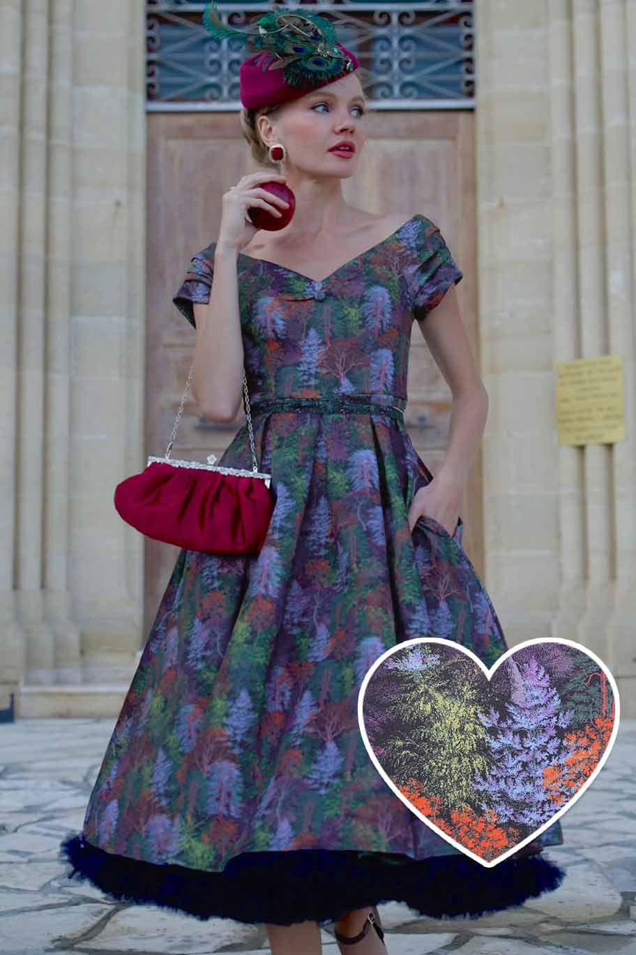 Lily Autumn Foliage Off Shoulder Dress