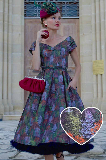 Lily Autumn Foliage Off Shoulder Dress