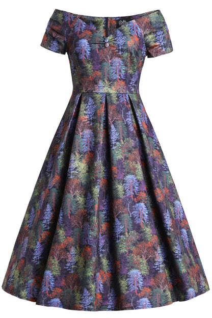Lily Autumn Foliage Off Shoulder Dress